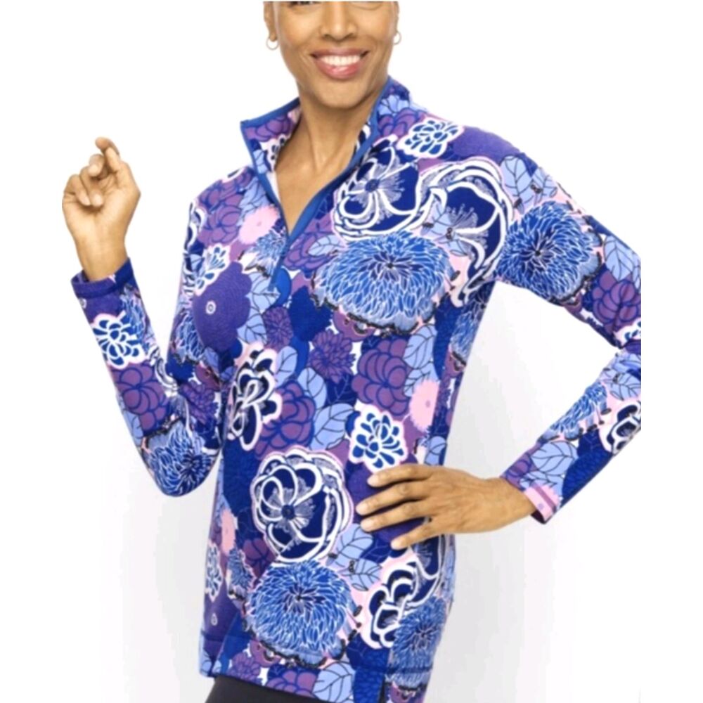 T by TALBOTS 1/4 Zip French Terry Knit Sporty Top Colorful Soft Athleisure 3X - Picture 2 of 7